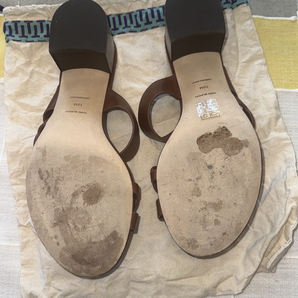 Tory Burch Tiny Miller Heeled Sandals in Burnt Cuoio Leather - Picture 6 of 15